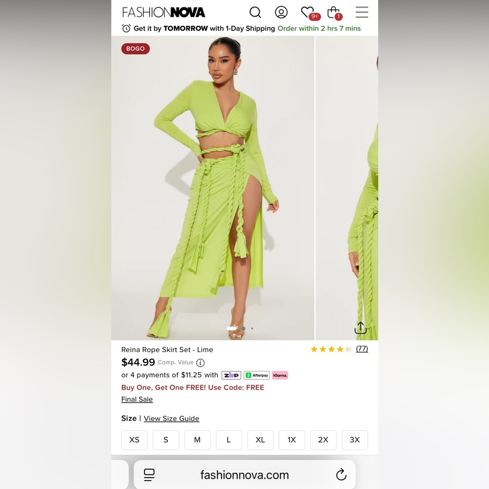 Reina Rope Skirt Set Fashion Nova Lime